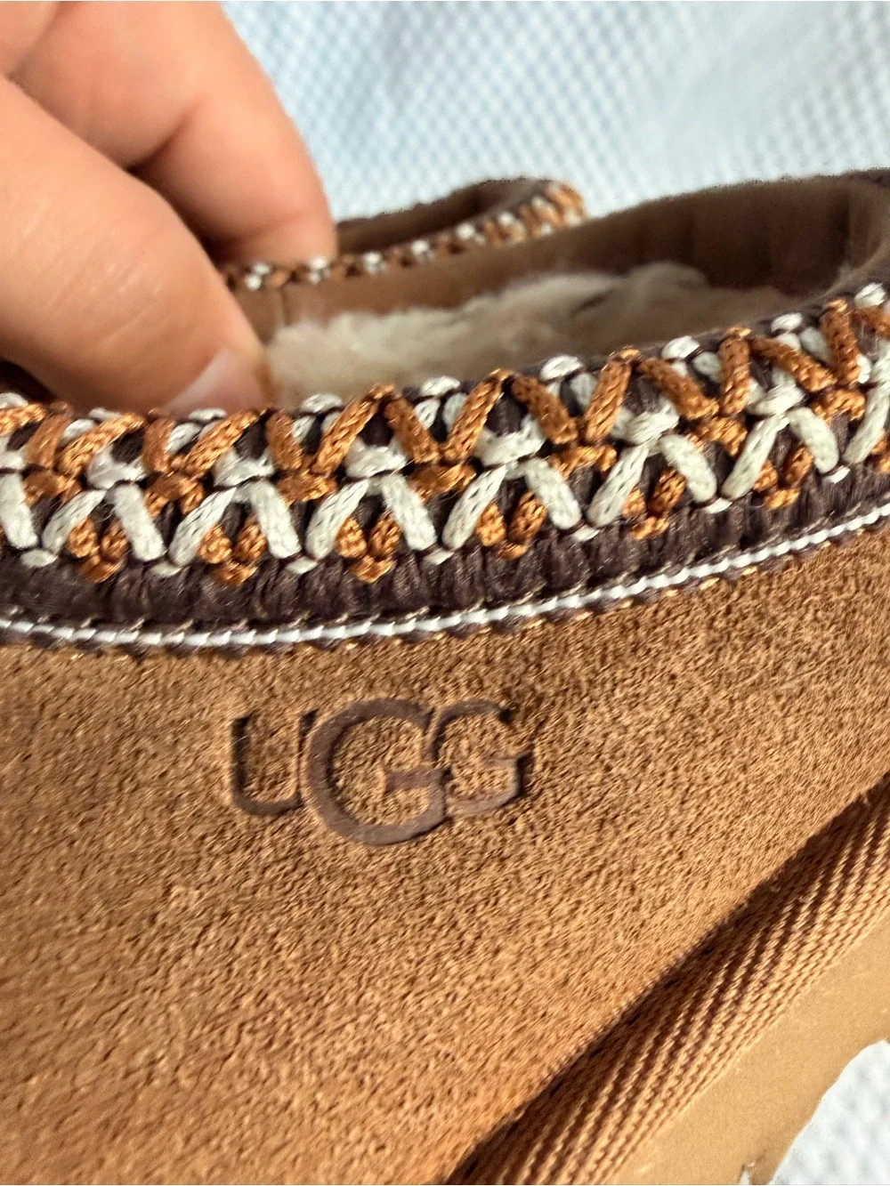 UGG Chestnut Suede Slip-On Shearling Mules kids US11